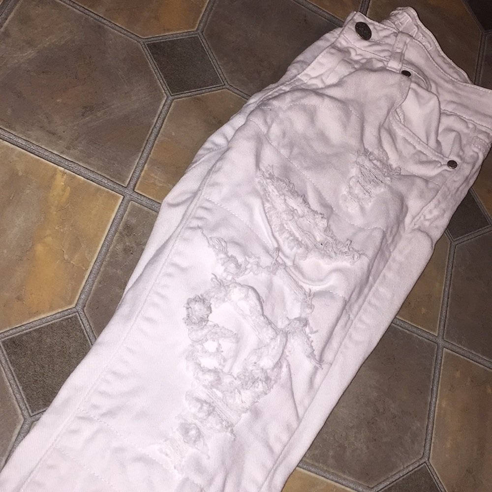 White Distressed Skinny Jeans